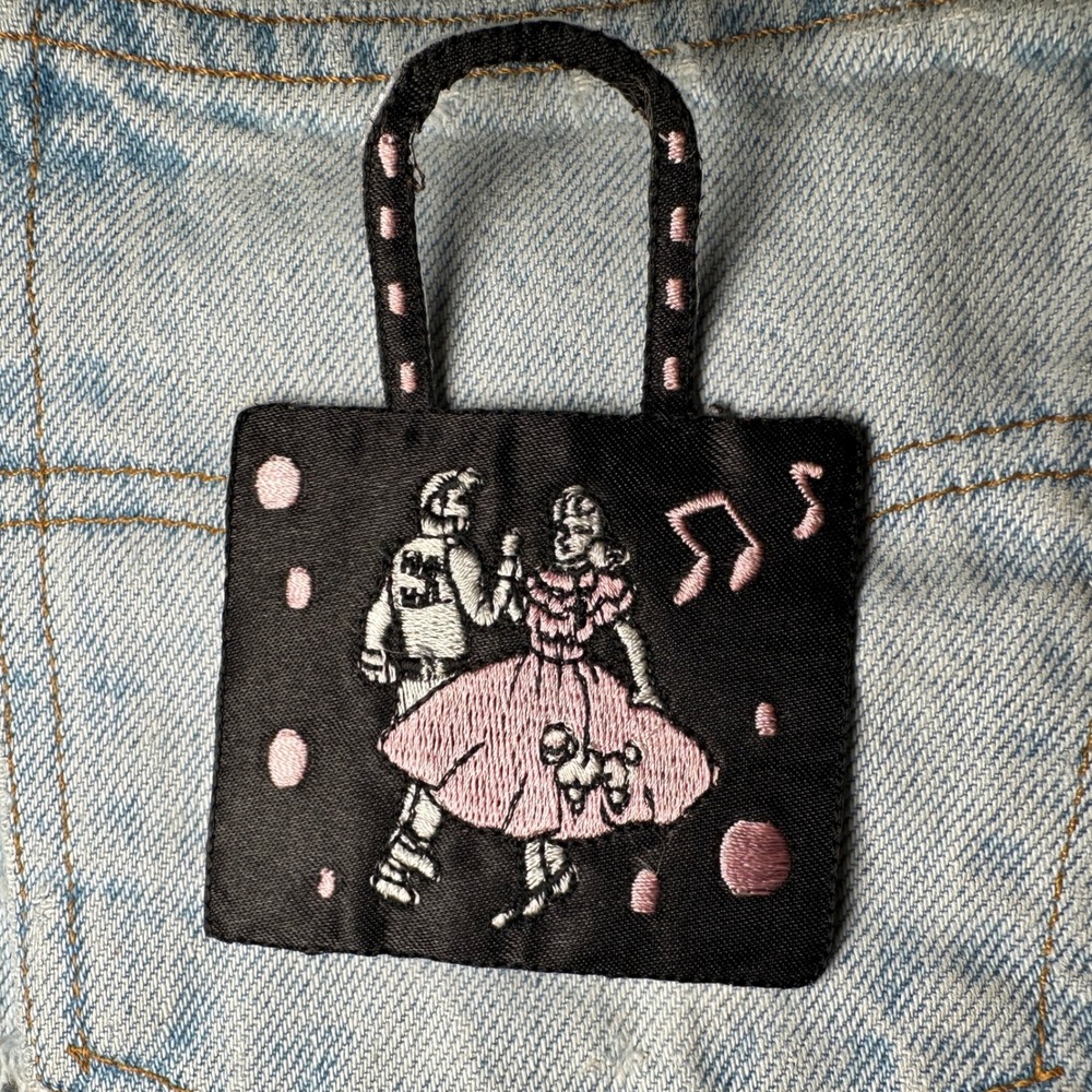 1950's Purse Poodle Skirt Patch Embroidered Iron On‎ Sew On Rockabilly Music